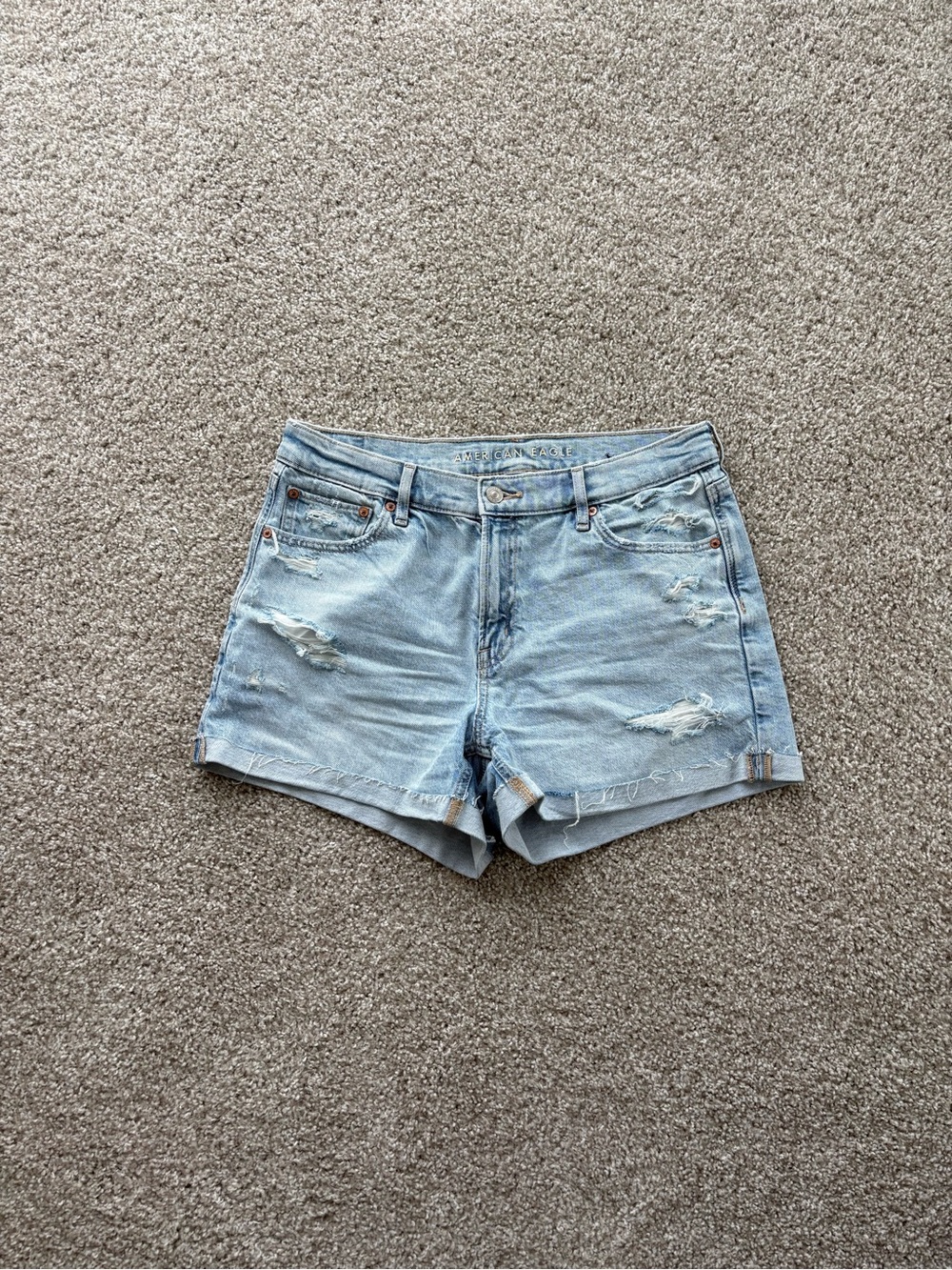 American Eagle Outfitters Light Blue Distressed Jean Shorts